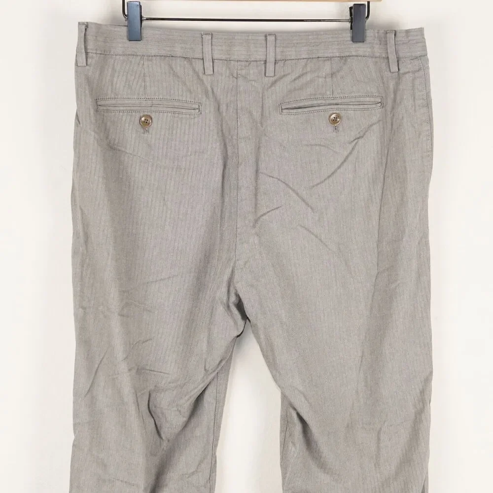Banana Republic Kentfield Straight Fit Pant Harringbone Gray Pants Mens 36 x 32